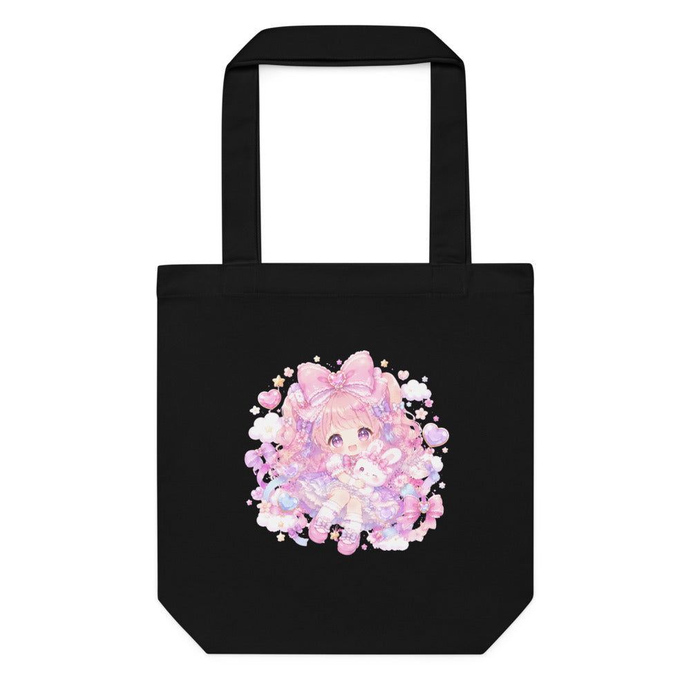 Soft Girl Aesthetic Tote Bag | Kawaii Pastel Cute Accessory mockup — Black