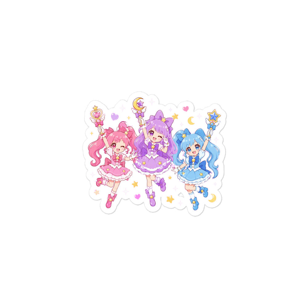 Magical Girl Squad - Kawaii Anime Sticker Sheet | Cute Chibi Magic Girls mockup