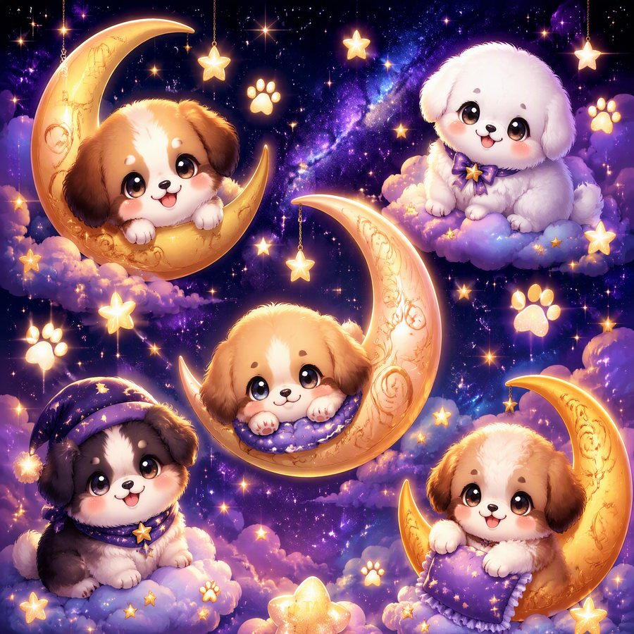 Chibi Dog Celestial Wallpaper Pack — 5 Phone Wallpapers — pack_cover