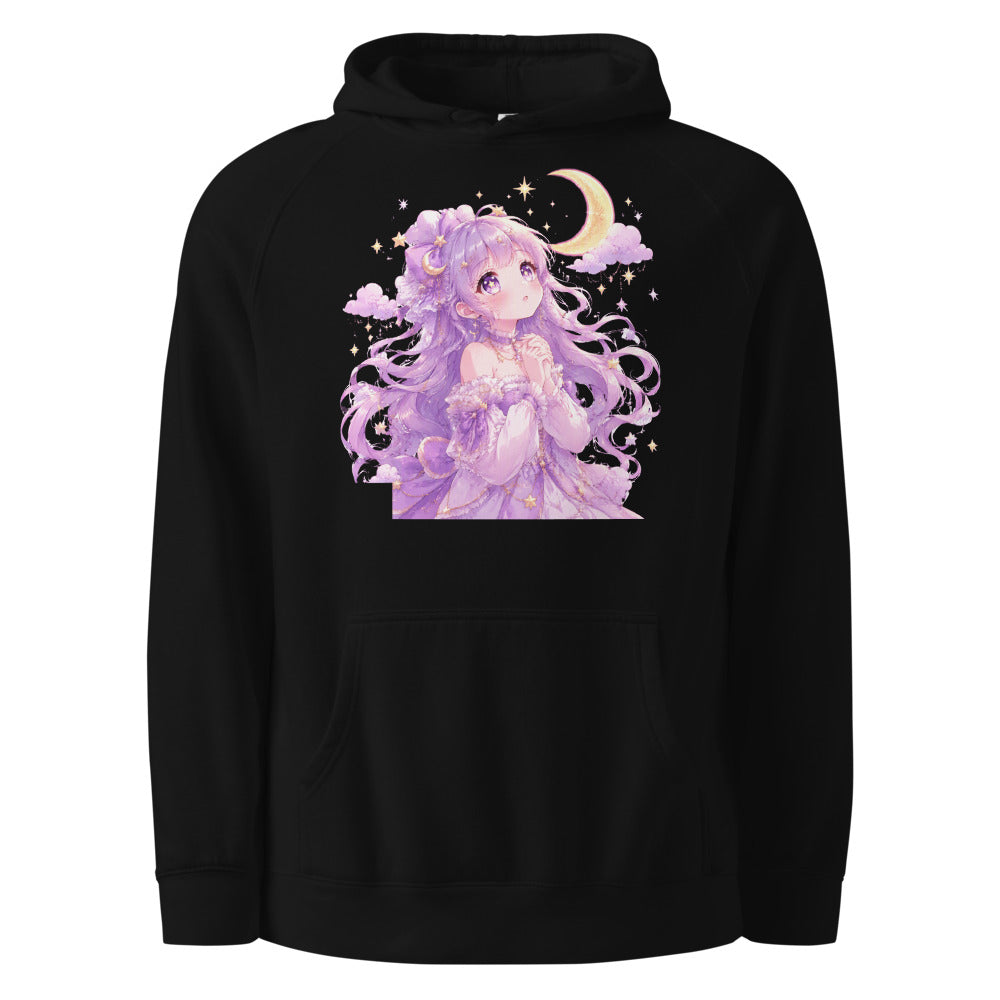 Celestial Dreamer Hoodie | Anime Kawaii Starry Night Design mockup — Black