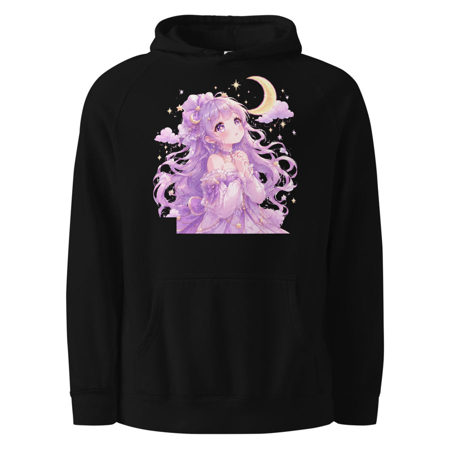 Celestial Dreamer Hoodie | Anime Kawaii Starry Night Design mockup — Black