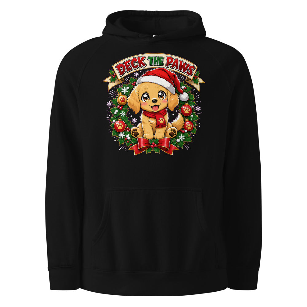 Deck The Paws - Christmas Dog Gift Hoodie mockup — Black