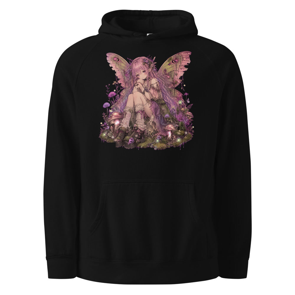 Fairy Grunge | Mystical Fairy Anime Hoodie | Cute Edgy Forest Aesthetic mockup — Black
