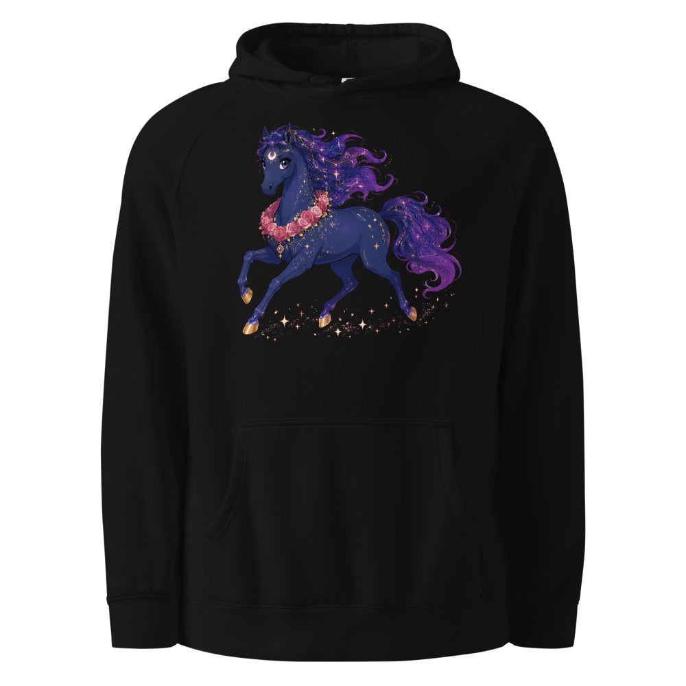 Celestial Cup Horse Hoodie - Anime Starry Horse Gift for Horse Lovers mockup — Black
