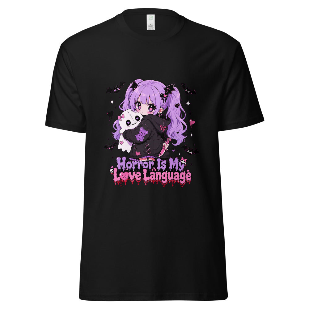 Horror Gifts for Her - Creepy Cute Anime Girl T-Shirt mockup — Black