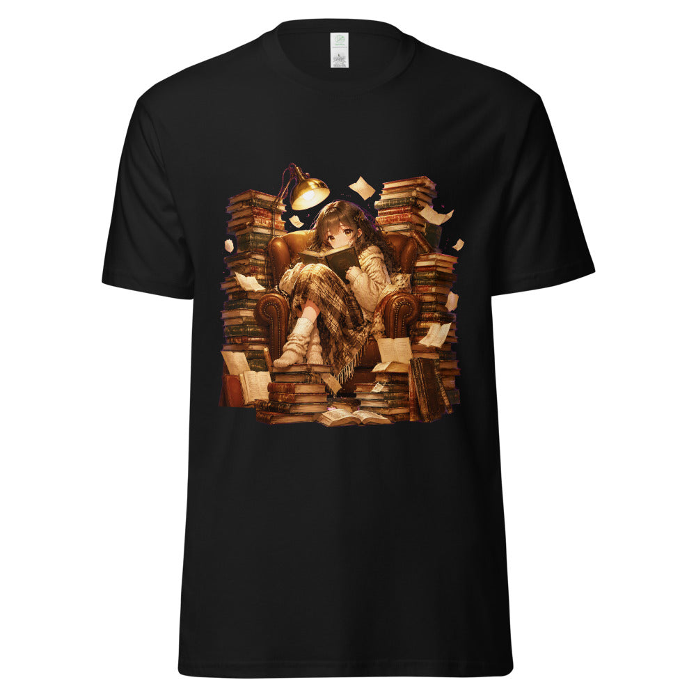 Lost in a Good Book | Anime Book Lover T-Shirt | Cozy Literary Aesthetic mockup — Black