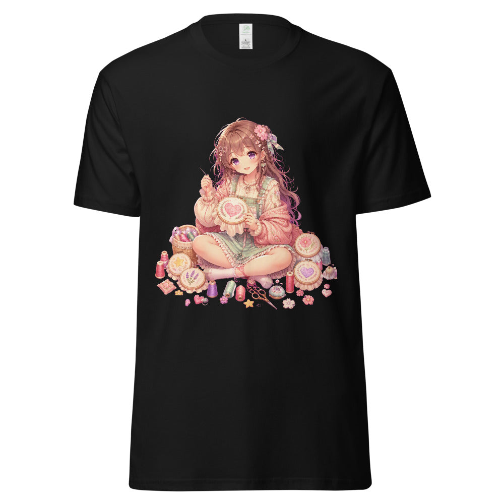 Stitch Witch | Cross Stitch Anime T-Shirt | Craft Aesthetic mockup — Black