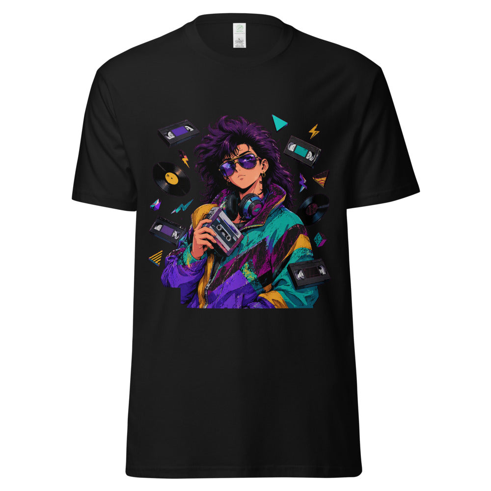 Retro Dreamer | Vintage Anime T-Shirt | 90s Nostalgia Aesthetic mockup — Black