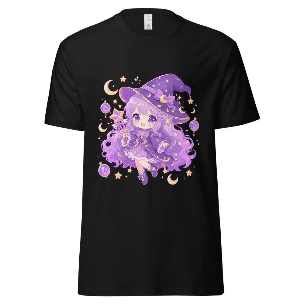 Celestial Witch T-Shirt - Kawaii Anime Witchy Aesthetic | Magic & Stars Tee mockup — Black