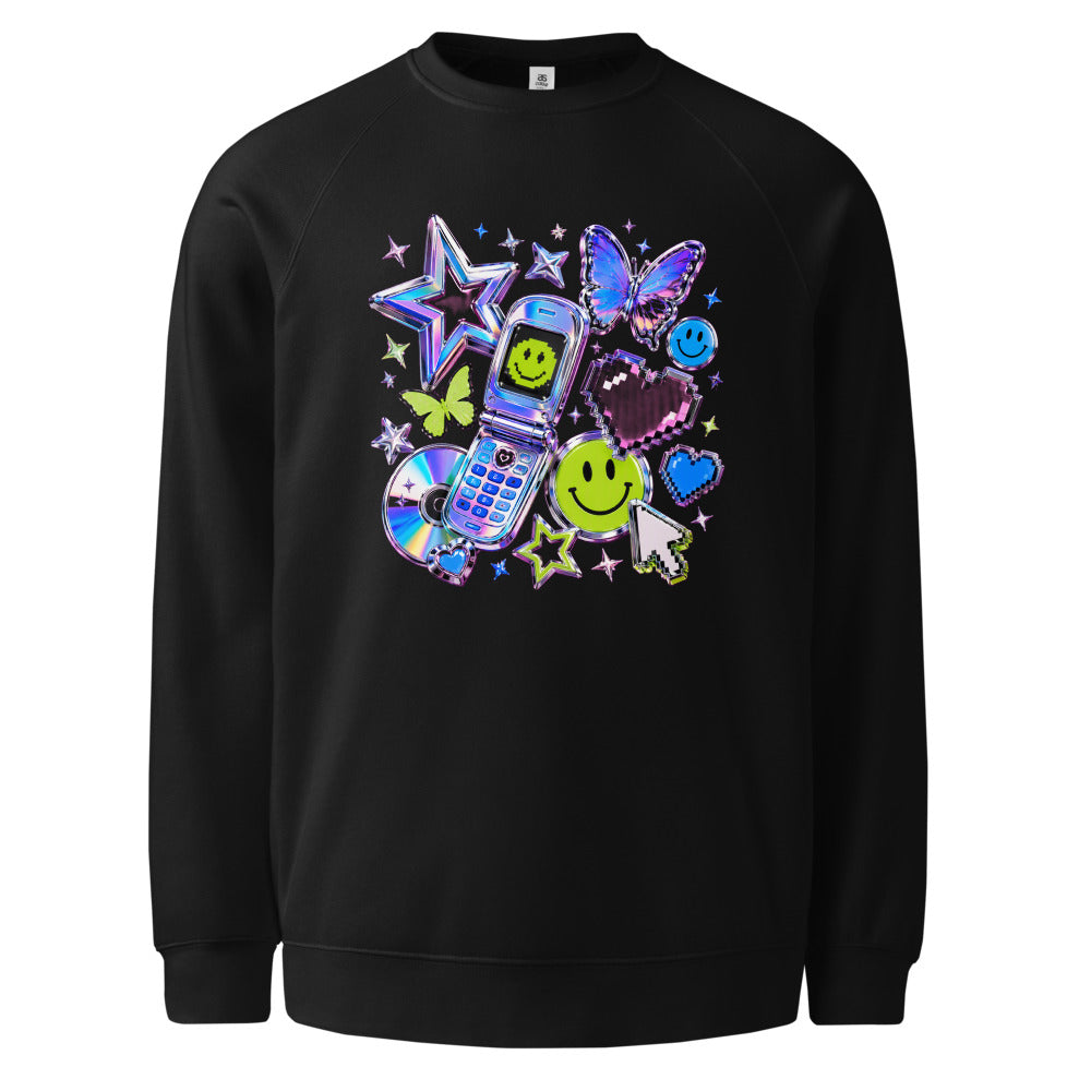 Y2K Dreams | Retro Cyber Aesthetic Sweatshirt | Y2K Graphic Streetwear mockup — Black