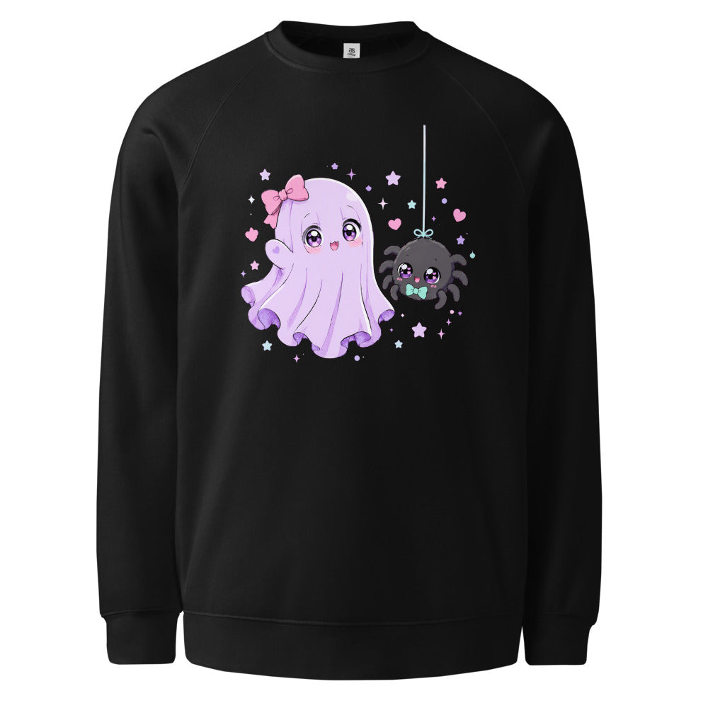 Cute Ghost Spider Sweatshirt - Kawaii Halloween Jumper mockup — Black