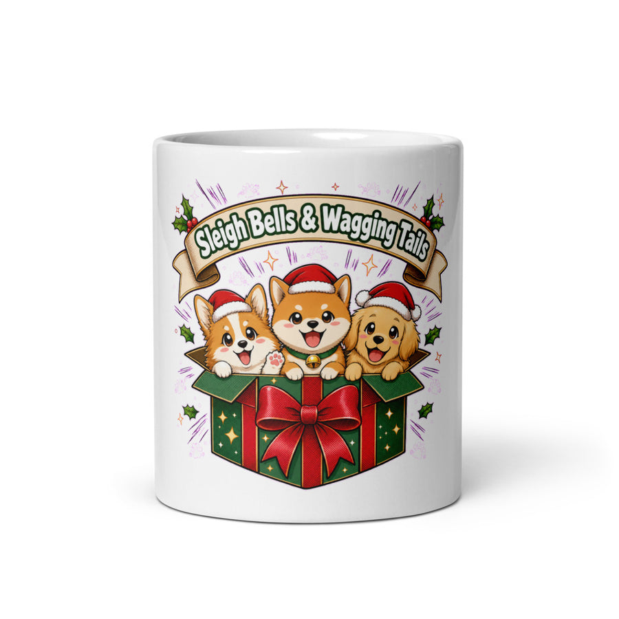 Sleigh Bells & Wagging Tails - Dog Christmas Gift Mug mockup 3