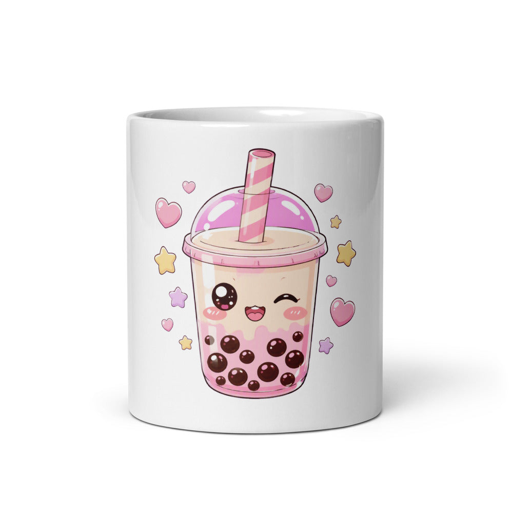 Kawaii Boba Tea Mug | Cute Anime Bubble Tea Cup Design mockup 3