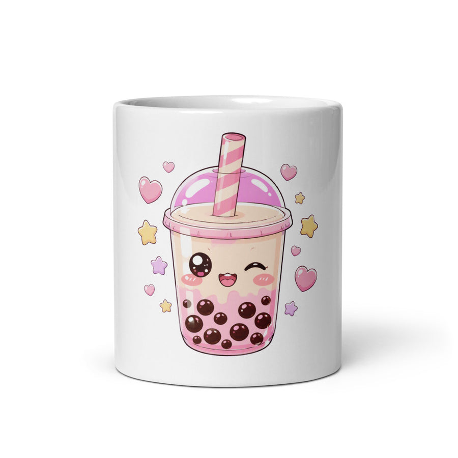 Kawaii Boba Tea Mug | Cute Anime Bubble Tea Cup Design mockup 3